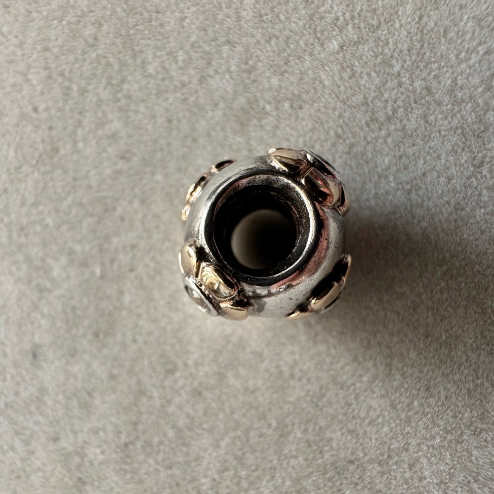 Pandora Silver and Gold Bracelet Charm with Floral Design - Picture 4 of 8